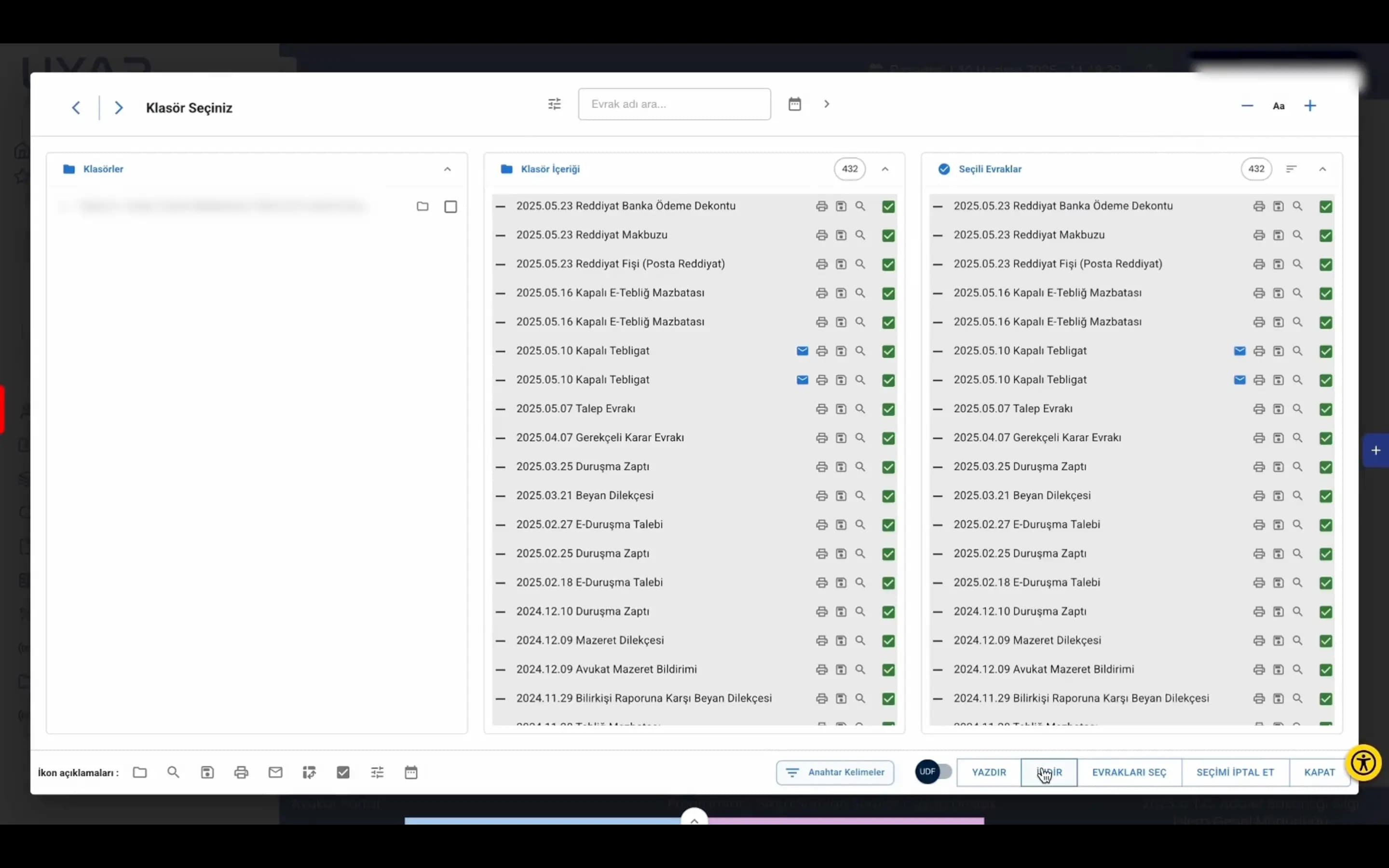 Uyap Asistan, toplu evrak indirme animasyonu