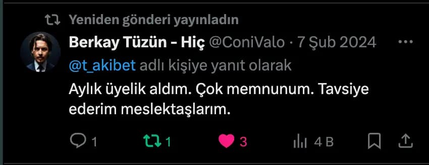 T-akibet hakkında bir Twitter yorumu